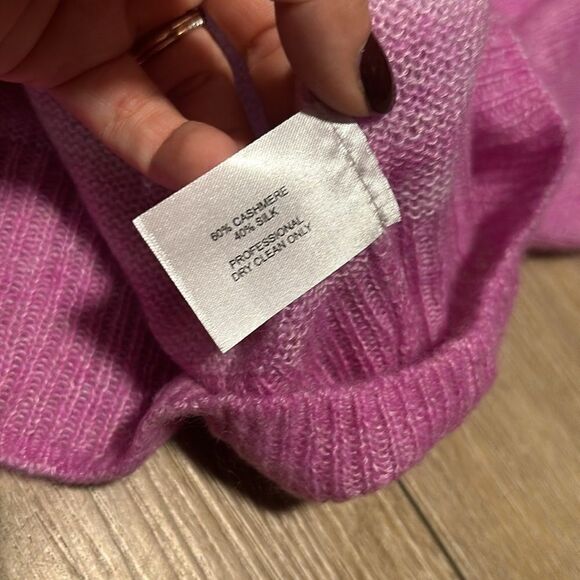 Autumn Cashmere Puff Sleeve Cashmere Gradient Stripe Crew Sweater - Picture 5 of 5